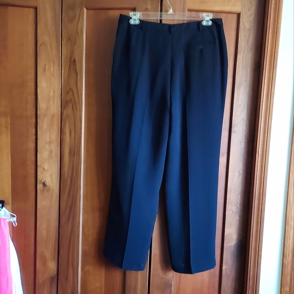 Dark Navy Blue Evan Picone Pinstripe Wide Leg Trousers Size 16
